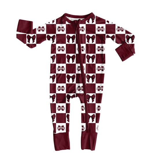 ( Moq 5 ) Custom Baby Girls Kids Long Sleeves Zipper Sleeper Footie Romper Team Clothes