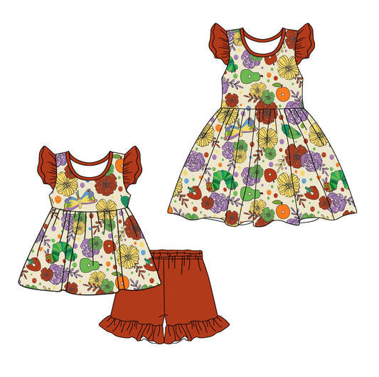 Baby Girl Back To School Flower Sibling Dress Set ( Moq 5 Each Style ) 12.25