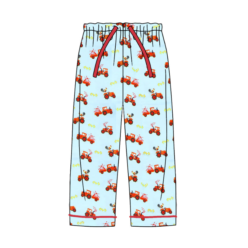 Adult Women Valentine Hearts Tractor Pajamas Pants