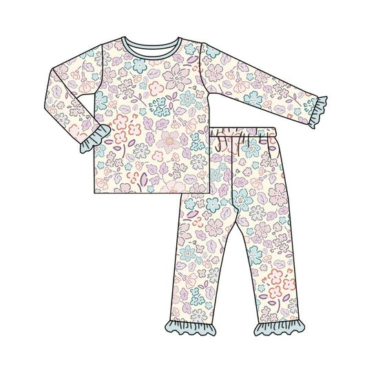 Baby Girl Long Sleeves Flower Shirt Pants Pajamas Set