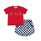 ( Moq 5 Each Style ) Baby Boys Girls Toddler Red Plaid Sibling Shorts Sets Team Clothing