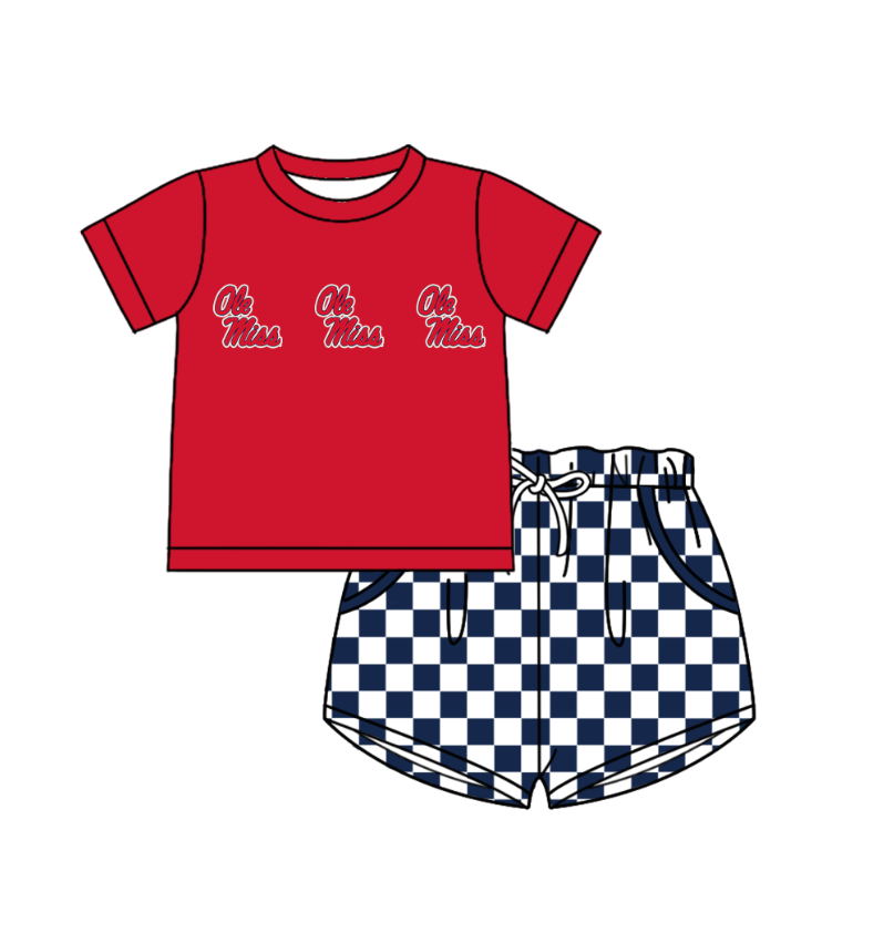 ( Moq 5 Each Style ) Baby Boys Girls Toddler Red Plaid Sibling Shorts Sets Team Clothing