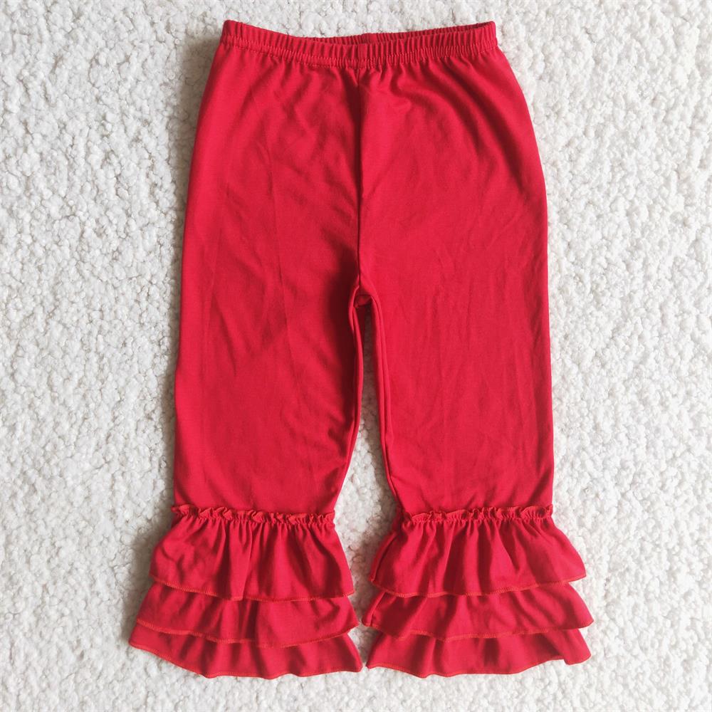 A14-23 Baby Girl Red Ruffle Cotton Pants