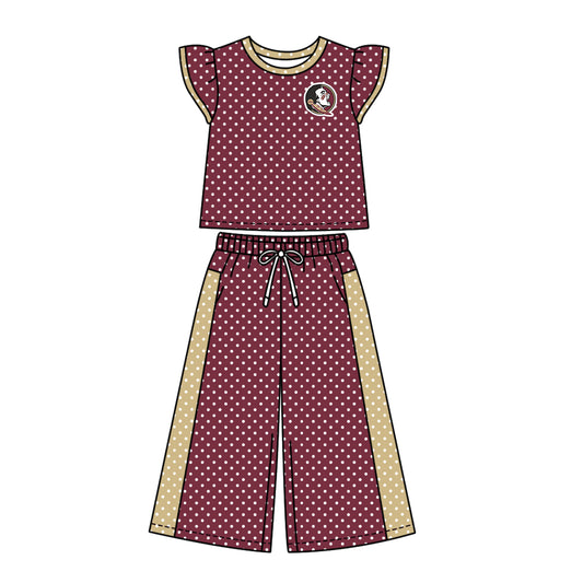 ( Moq 5 ) Baby Girls Kids Short Sleeves Shirt Pants Team Set Clothes