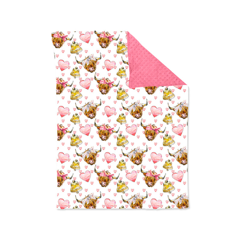 Baby Girl Infant  Western Cow Hearts Valentine Blanket