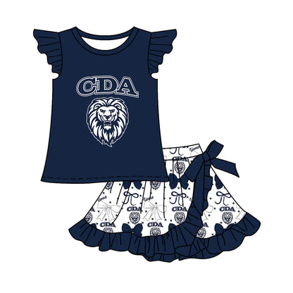 ( Moq 5 each style ) Baby Girl Summer Lion Team Cheer Sibling Bows Dress Set 7.18