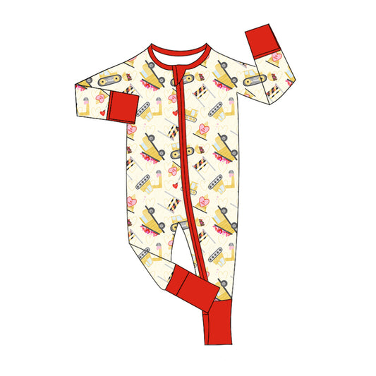 Baby Boy Infant Long Sleeves Valentine Hearts Zipper Romper Moq 5