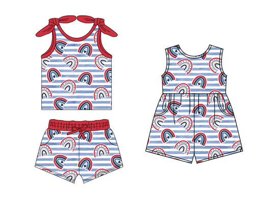 Baby Girl Rainbow Stripes Sibling Jumpsuit Set ( Moq 5 Each Style ) 1.18
