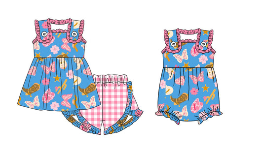 Baby Girl Western Butterfly Boots Sibling Romper Set ( Moq 5 Each Style ) 1.23