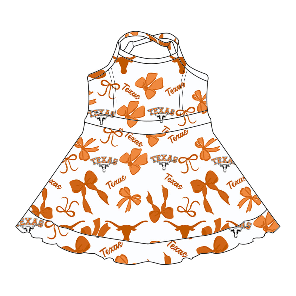 ( Moq 5 each style ) Baby Girl Team Texas Bows Sibling Dress Set 5.23