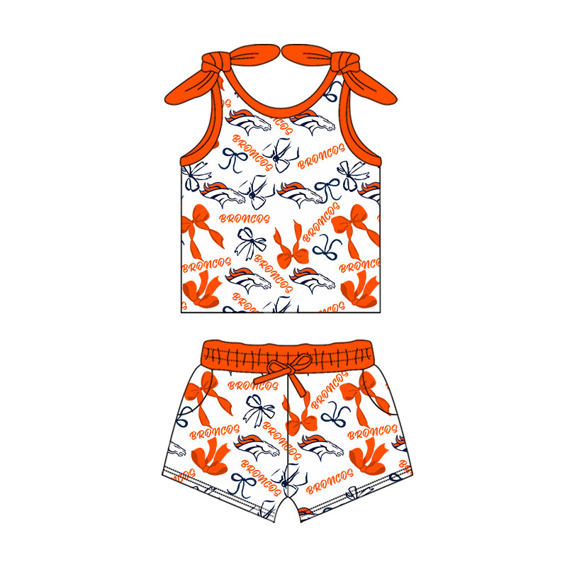 ( Moq 5 each style ) Baby Girl Toddler Team Horse Bows Sibling Green Dress Set 7.9