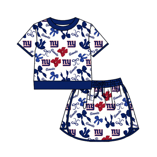 ( Moq 5 ) Baby Girls Kids Short Sleeves Bows Shirt Skirt Shorts Team Set Clothes