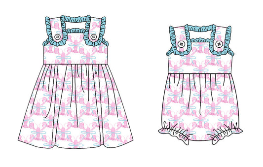 Baby Girl Crawfish Bows Sibling Romper Dress ( Moq 5 Each Style ) 1.23