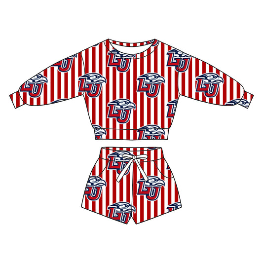 ( Moq 5 ) Baby Girls Kids Long Sleeves Shirt Pockets Shorts Team Set Clothes