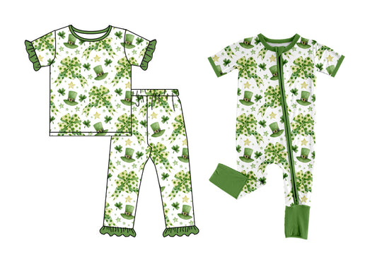 Baby Girl Short Sleeves St Patrick Bows Sibling Romper Set ( Moq 5 Each Design ) 12.7