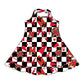 ( Moq 5 each style ) Baby Girl Toddler M Team Red Bows Cheer Sibling Checked Dress Set 6.30
