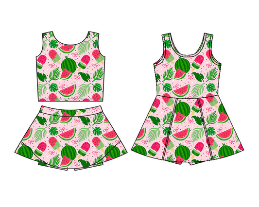 ( Moq 5 Each Style ) Baby Girls Kids Sleeveless Watermelon Sibling Summer Shorts Dresses Set