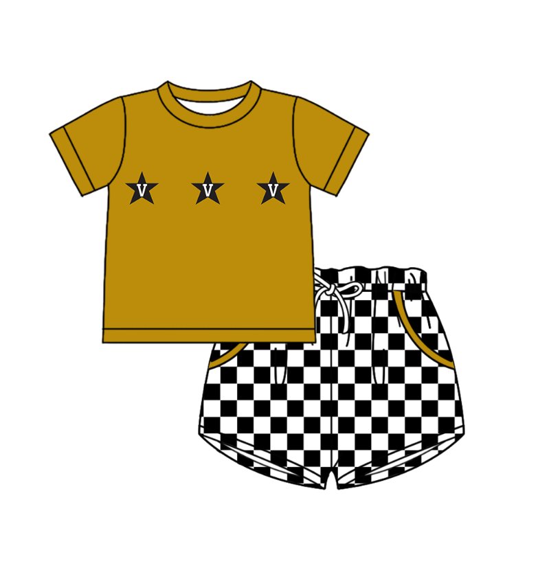 ( Moq 5 Each Style ) Baby Boys Girls Toddler Star Plaid Sibling Shorts Sets Team Clothing