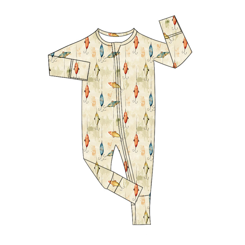 Baby Boy Infant Fishing Hunting Zipper Romper