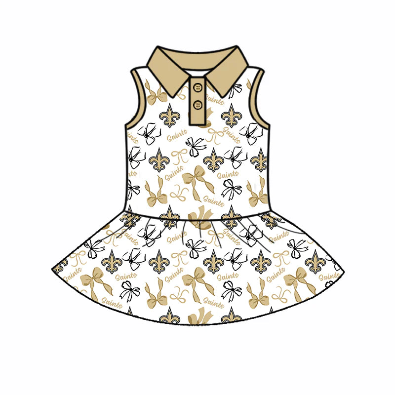 ( Moq 5 each style ) Baby Girl Toddler Team Bows Sibling Skort Dress Set 6.4