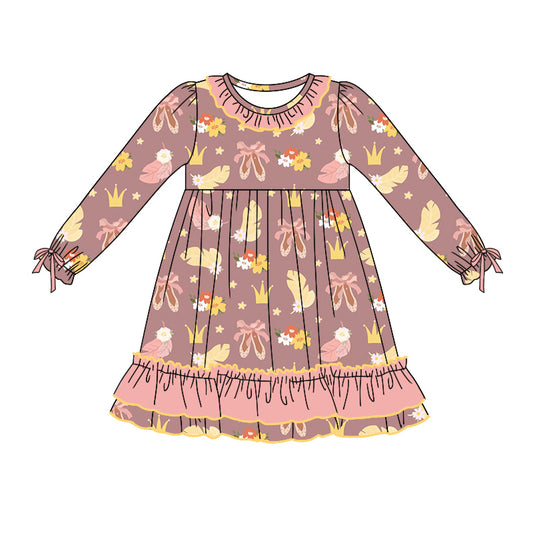 Baby Girl Long Sleeves Dance Flower Ruffle Dress