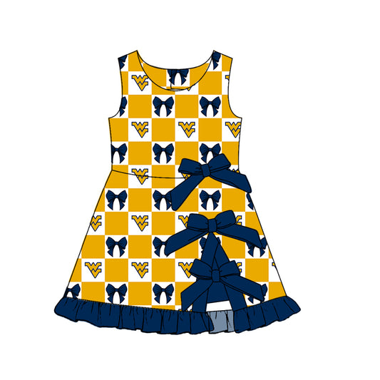 ( Moq 5 ) Custom Baby Girls Kids Sleeveless Bows Shorts Knee Length Team Dress Cheer Clothes