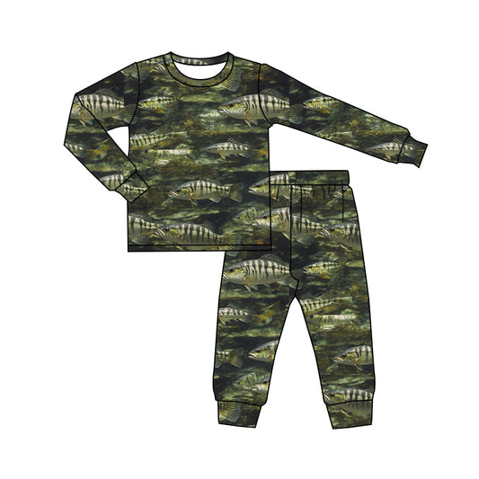 Baby Boy Long Sleeves Fish Shirt Pants Pajamas Set