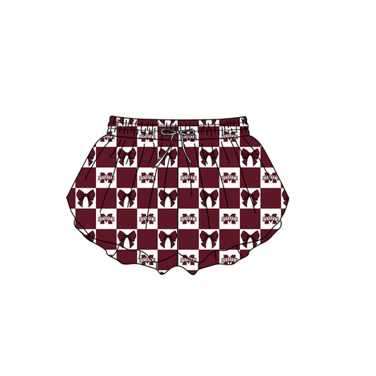 ( Moq 5 Each Style ) Kids Girls Adult Women M State Bows Plaid Team Shorts Sibling Mom and Me Yoga Clothes
