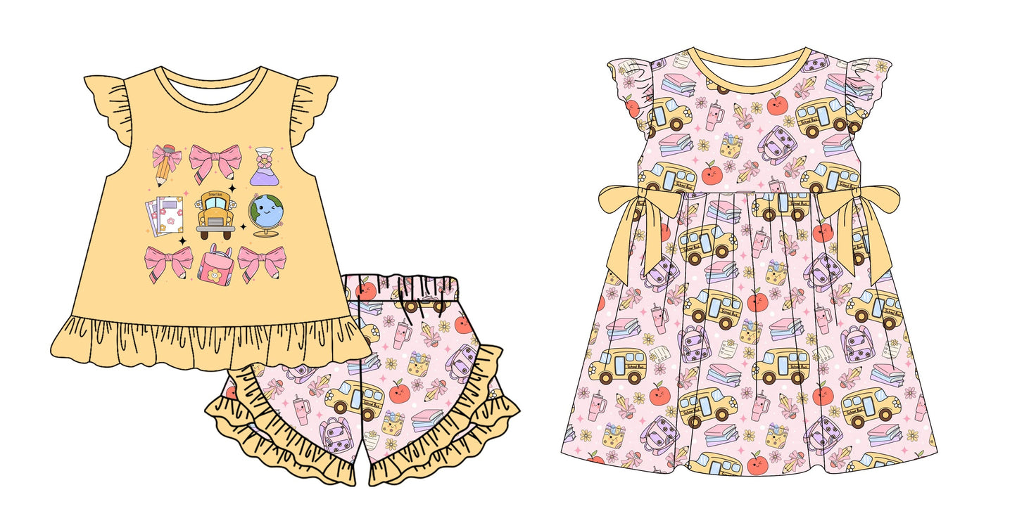 Baby Girl Pencil Bows Back To School Sibling Dress Set ( Moq 5 Each Style ) 12.30