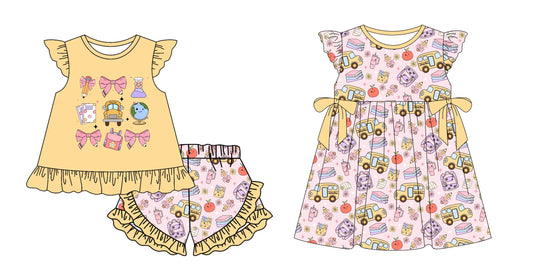 Baby Girl Pencil Bows Back To School Sibling Dress Set ( Moq 5 Each Style ) 12.30