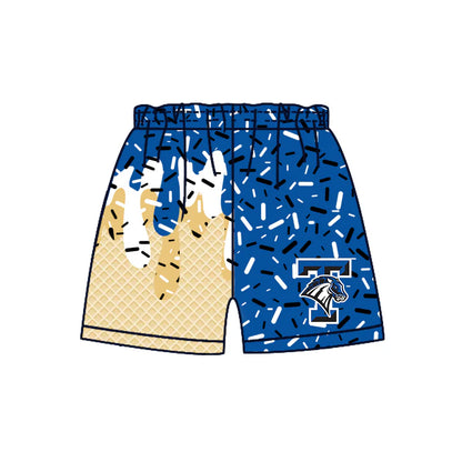 ( Moq 5 each style ) Baby Boy Girl Summer Team Sibling Blue Drip Bows Shorts Shirt Dress Set 7.25