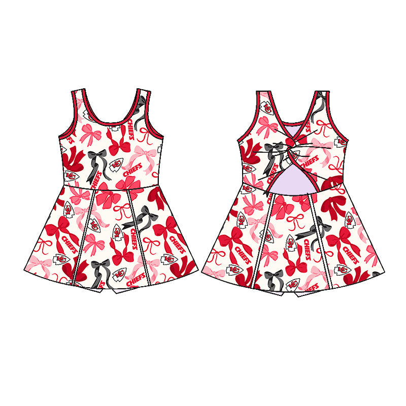 ( Moq 5 each style ) Baby Girl Team KC Bows Sibling Dress Set 5.15
