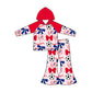 ( Moq 5 each style ) Baby Girl Toddler Team Red Blue Bows ‌Soccer‌ Sibling Romper Dress Set 6.14