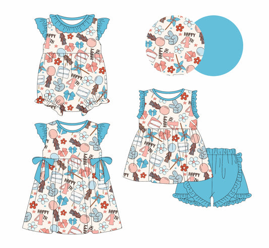Baby Girl July 4th Flower Sibling Romper Dress Set ( Moq 5 Each Style ) 1.3