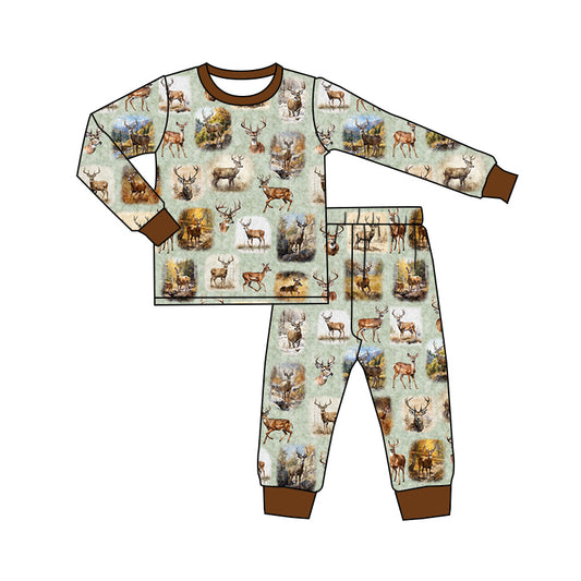 Baby Boy Toddler Long Sleeves Deer Shirt Pajamas Pants Set