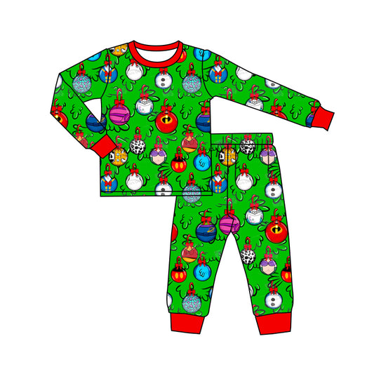 Baby Boy Toddler Long Sleeves Green Shirt Christmas Pants Set