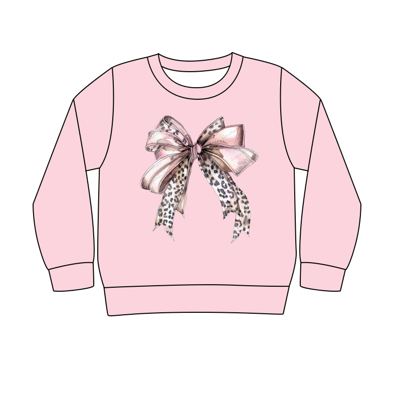 Adult Women Long Sleeves Bow Pink Shirt