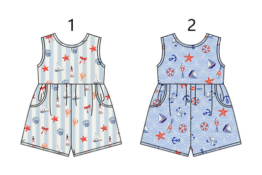 Baby Girl Boats Pockets Sibling Jumpsuit ( Moq 5 Each Style ) 1.17