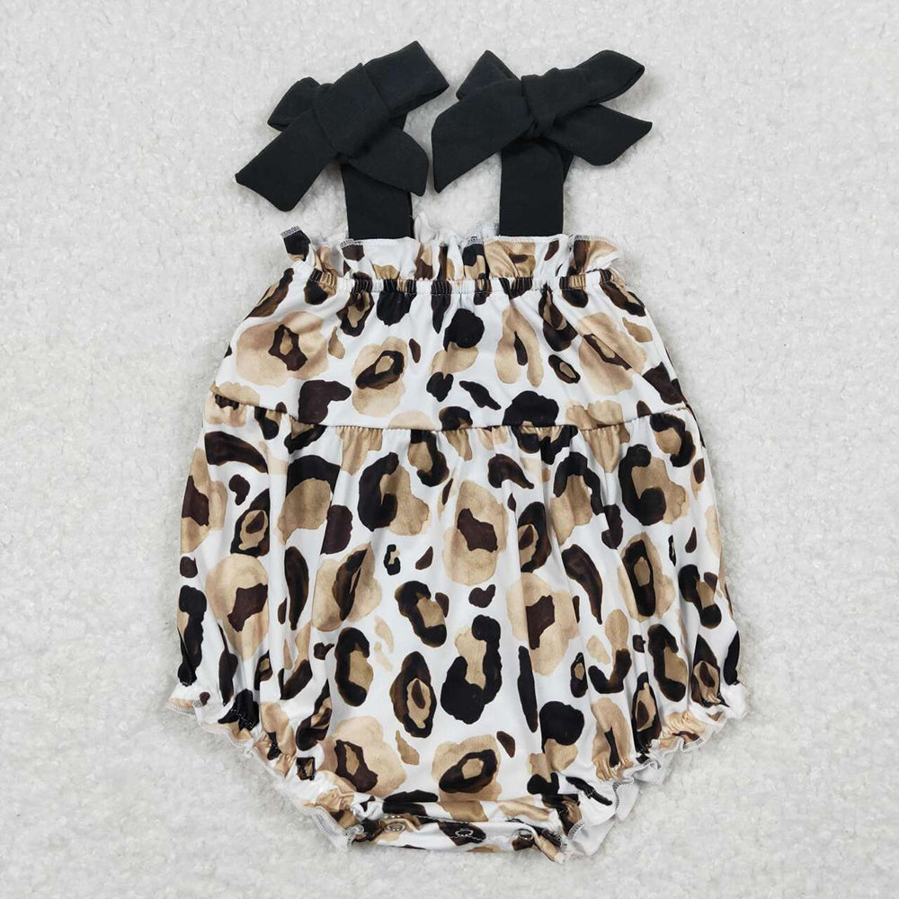 Baby Girl Sleeveless Leopard Sibling Sister Romper Dress Set