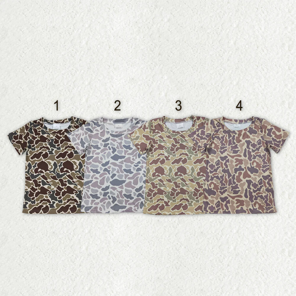 Sibling Baby Boys Kids Short Sleeves Camo Print Southern Shirts Tops RTS