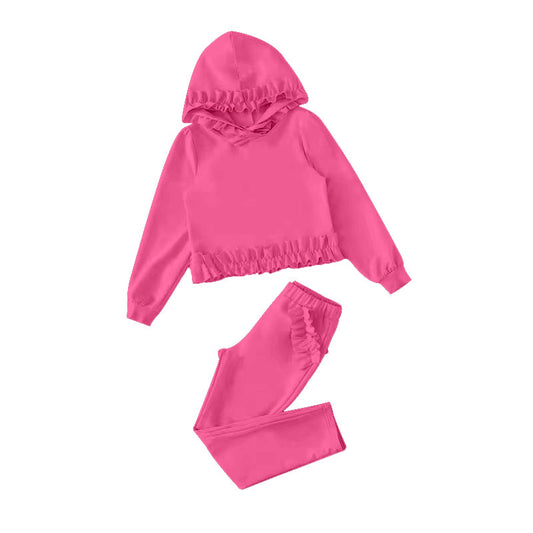 Baby Girl Pink Long Sleeves Hooded Shirt Pocket Pants Set