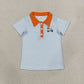 Sibling Baby Boys Kids Embroidery Pumpkins Buttons Plaid Shirts Kids Thanksgiving Clothes RTS