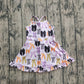 Baby Girl Sleeveless Halloween Bows Ruffle Purple Yoga Active Knee Length Dress RTS