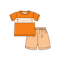 ( Moq 5 ) Baby Boys Toddler Short Sleeves Orange Shirt Stripes Shorts Team Set 1.29