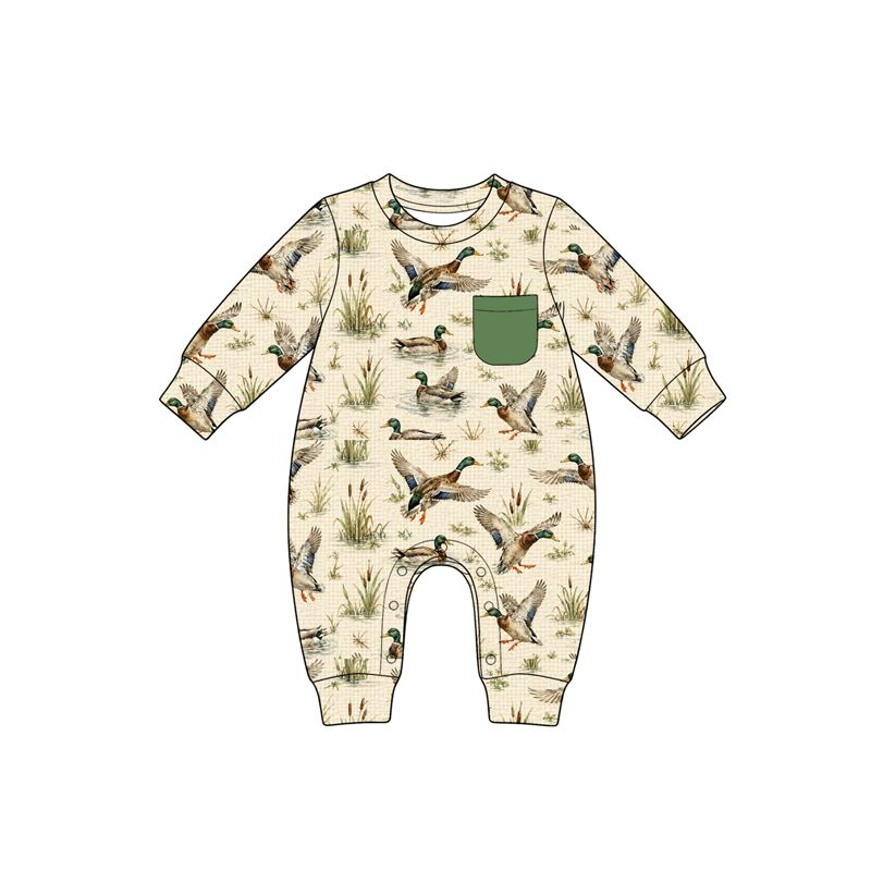 ( Moq 5 ) Preorder Baby Boys Infant Long Sleeves Ducks Romper Clothes