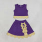 Baby Girls Kids Purple Vest Plaid Bows Scallop Bows Skirt Shorts Yoga Active Set Clothes RTS