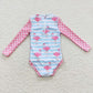 S0140 Baby Girl Long Sleeves Flamingo One Piece Summer Swimsuit