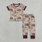 Baby Boys Kids Short Sleeves Deer turkey Shirt Pants Pajamas Hunting Set RTS