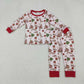 Sibling Girls Kids Long Sleeves Bows Boots Western Zipper Romper Christmas Pajamas Set RTS