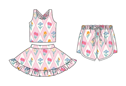 ( Moq 5 Each Style ) Sibling Baby Girls Toddler Flower Shorts Set Summer Clothes
